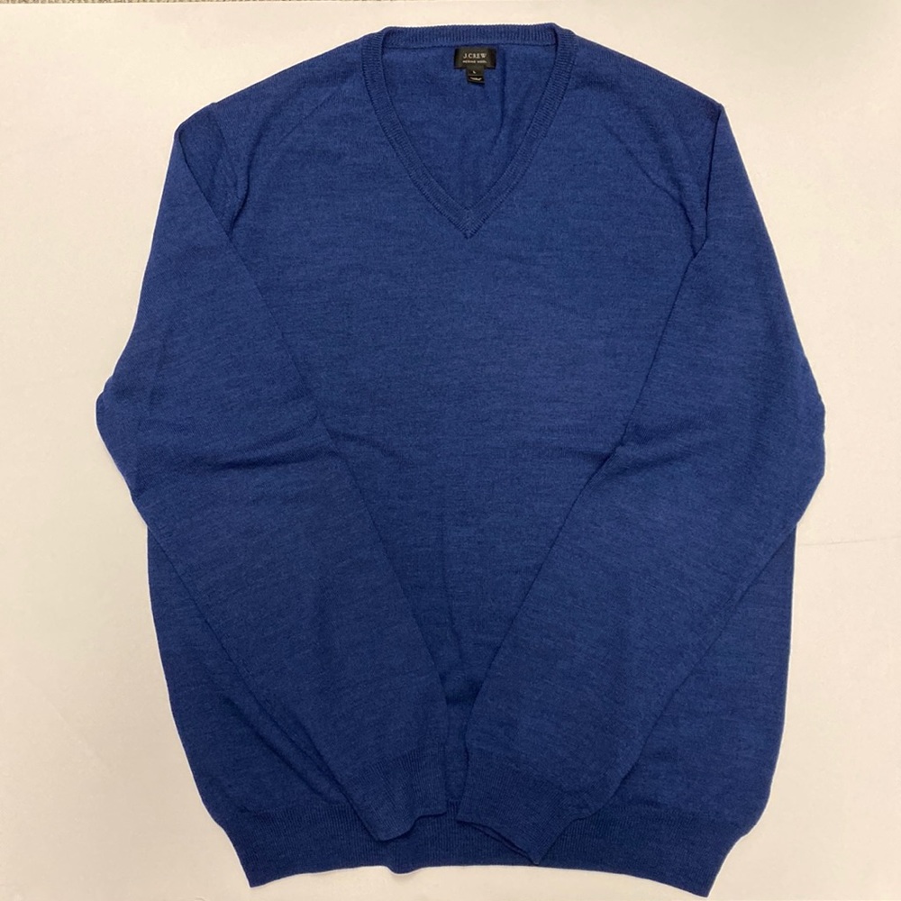 J. Crew Large Merino Wool Blue Pullover Sweater